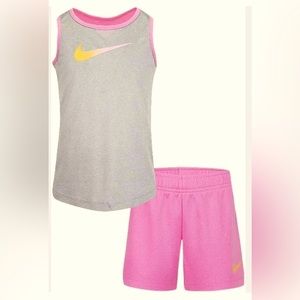 Nike Girls Freeze Tag Mesh Tank & Shorts 2 Piece Set